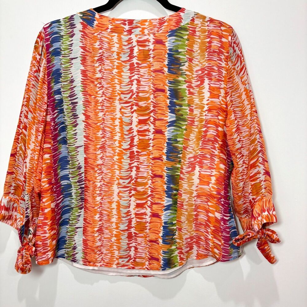 Coldwater Creek Silk Blouse Orange Rainbow Top Pm… - image 6